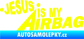 Samolepka Jesus is my airbag nápis Fluorescentní žlutá
