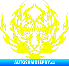 Samolepka Kapota 033 tygr v plamenech Fluorescentní žlutá