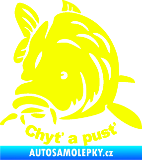 Samolepka Kapr 003 chyť a pusť Fluorescentní žlutá