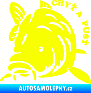 Samolepka Kapr 004 chyť a pusť levá Fluorescentní žlutá