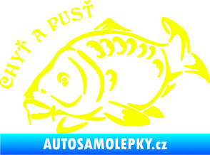 Samolepka Kapr 007 chyť a pusť Fluorescentní žlutá