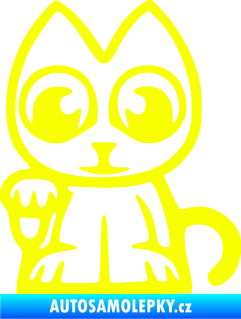 Samolepka Kočička lucky cat JDM levá Fluorescentní žlutá