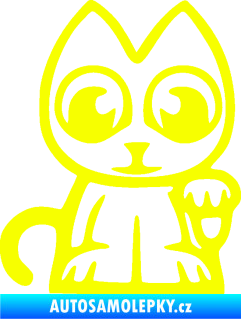 Samolepka Kočička lucky cat JDM pravá Fluorescentní žlutá