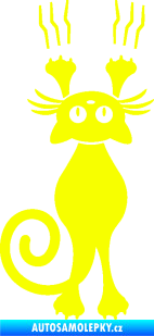 Samolepka Kočka 023 levá s drápanci Fluorescentní žlutá