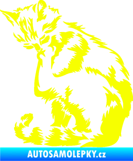 Samolepka Kočka 032 levá Fluorescentní žlutá