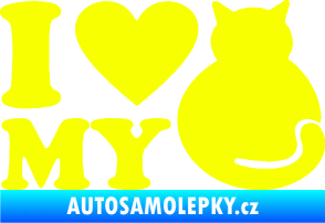 Samolepka Kočka 033 I love my cat Fluorescentní žlutá