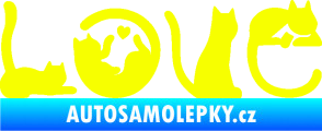 Samolepka Kočky love Fluorescentní žlutá