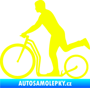 Samolepka Koloběžka 001 levá jízda  Fluorescentní žlutá