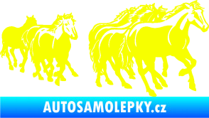 Samolepka Koníci 005 stádo pravá Fluorescentní žlutá