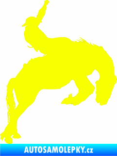 Samolepka Kovboj 001 pravá rodeo na koni Fluorescentní žlutá