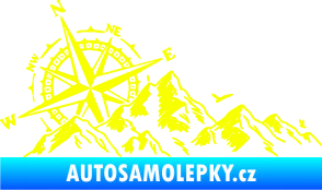 Samolepka Krajina hory 043 levá s kompasem Fluorescentní žlutá