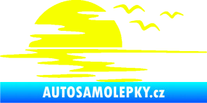 Samolepka Krajina moře 003 levá západ slunce odraz na hladině Fluorescentní žlutá