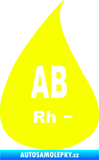 Samolepka Krevní skupina AB Rh- kapka Fluorescentní žlutá