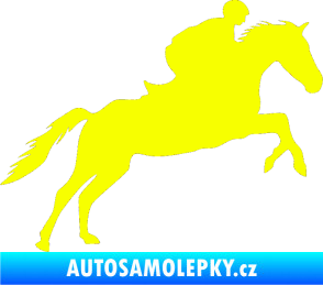 Samolepka Kůň 019 pravá jezdec v sedle Fluorescentní žlutá