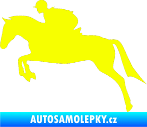 Samolepka Kůň 020 levá skok s jezdcem Fluorescentní žlutá