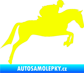 Samolepka Kůň 020 pravá skok s jezdcem Fluorescentní žlutá