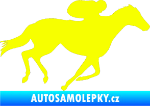Samolepka Kůň 027 pravá závodí s jezdcem Fluorescentní žlutá