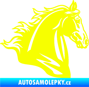 Samolepka Kůň 058 pravá hlava s hřívou Fluorescentní žlutá