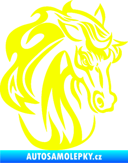 Samolepka Kůň 069 pravá hlava s hřívou Fluorescentní žlutá