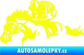 Samolepka Kůň 075 levá závod s jezdcem, dostihy Fluorescentní žlutá