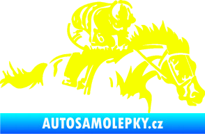 Samolepka Kůň 075 pravá závod s jezdcem, dostihy Fluorescentní žlutá