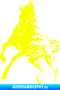 Samolepka Kůň 079 levá v plamenech Fluorescentní žlutá