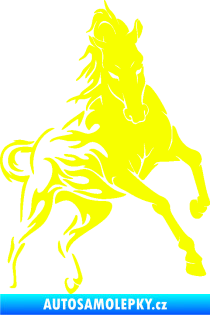 Samolepka Kůň 079 pravá v plamenech Fluorescentní žlutá