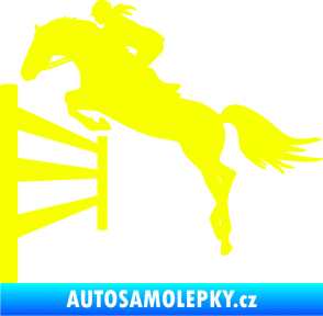 Samolepka Kůň 080 levá skok přes překážku Fluorescentní žlutá