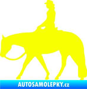 Samolepka Kůň 082 levá kovbojka na koni Fluorescentní žlutá