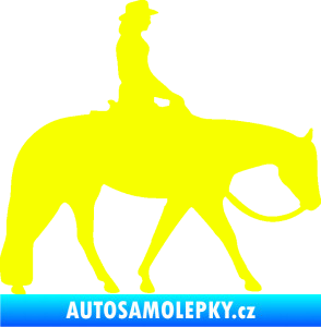 Samolepka Kůň 082 pravá kovbojka na koni Fluorescentní žlutá