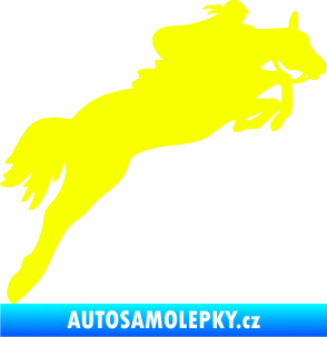 Samolepka Kůň 084 pravá s jezdkyní Fluorescentní žlutá