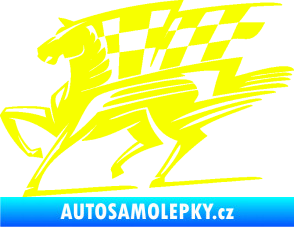 Samolepka Kůň racing 001 levá se šachovnicí Fluorescentní žlutá