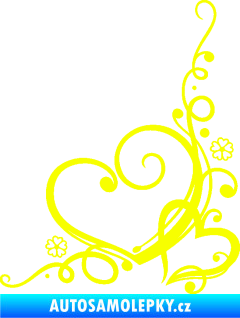 Samolepka Květina dekor 003 levá srdíčka Fluorescentní žlutá
