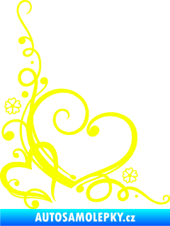 Samolepka Květina dekor 003 pravá srdíčka Fluorescentní žlutá