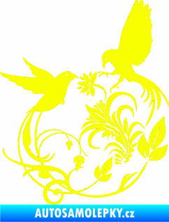 Samolepka Květina dekor 006 pravá ptáčci Fluorescentní žlutá