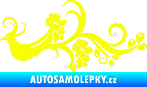 Samolepka Květina dekor 014 levá páv Fluorescentní žlutá