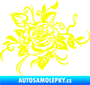 Samolepka Květina dekor 016 levá růže Fluorescentní žlutá