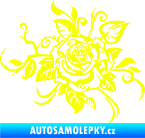 Samolepka Květina dekor 016 pravá růže Fluorescentní žlutá
