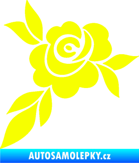 Samolepka Květina dekor 043 levá  květ růže s listy Fluorescentní žlutá