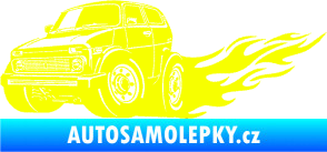 Samolepka Lada auto s plameny levá Fluorescentní žlutá