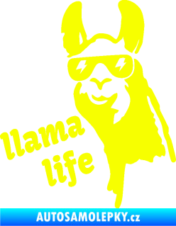 Samolepka Lama 004 llama life Fluorescentní žlutá