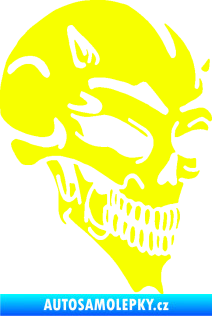 Samolepka Lebka 005 pravá čertí rohy Fluorescentní žlutá