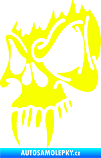 Samolepka Lebka 010 levá s upířími zuby Fluorescentní žlutá