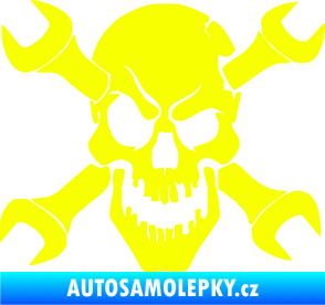 Samolepka Lebka 015 pravá zkřížené klíče Fluorescentní žlutá