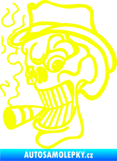 Samolepka Lebka 020 levá crazy s cigaretou Fluorescentní žlutá