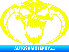 Samolepka Lebka 027 pravá se zahnutými rohy Fluorescentní žlutá