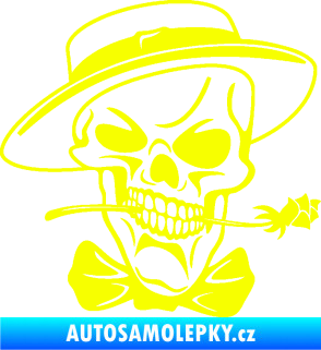 Samolepka Lebka 029 pravá s květinou Fluorescentní žlutá