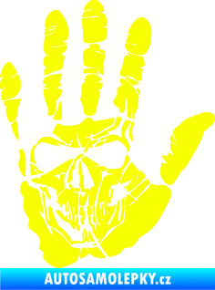 Samolepka Lebka 032 pravá otisk dlaně Fluorescentní žlutá