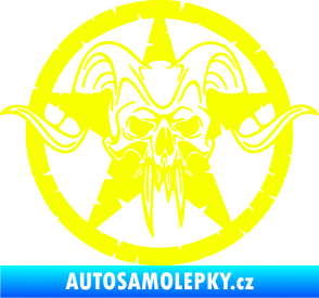 Samolepka Lebka 039 pravá army hvězda Fluorescentní žlutá