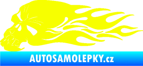 Samolepka Lebka 050 levá v plamenech Fluorescentní žlutá